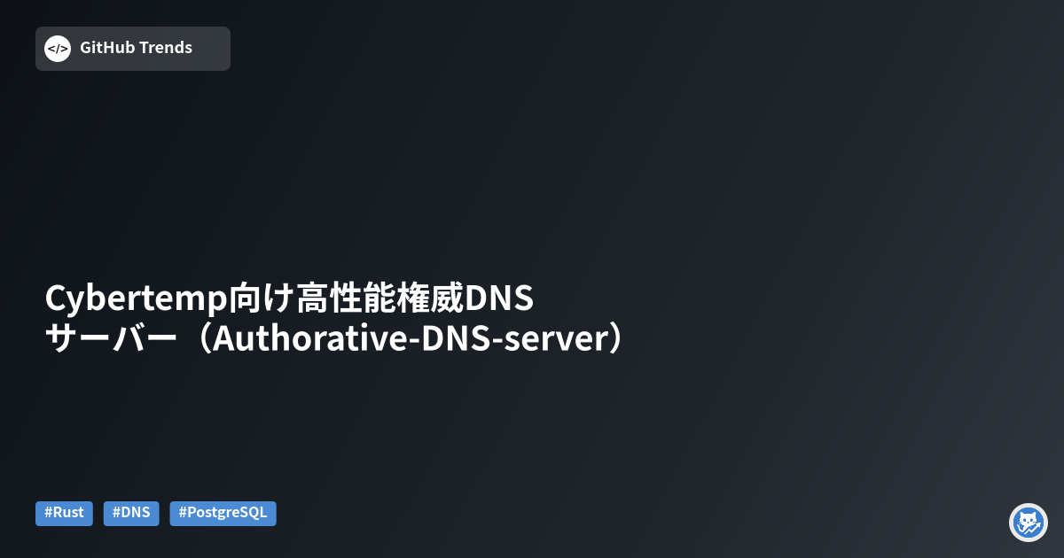 Cybertemp向け高性能権威DNSサーバー（Authorative-DNS-server）