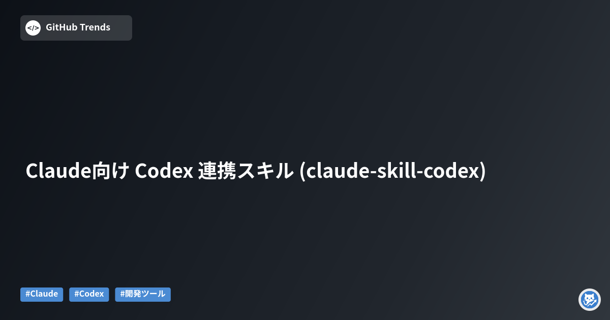 Claude向け Codex 連携スキル (claude-skill-codex)
