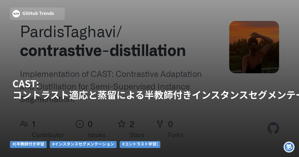 CAST: コントラスト適応と蒸留による半教師付きインスタンスセグメンテーションの実装