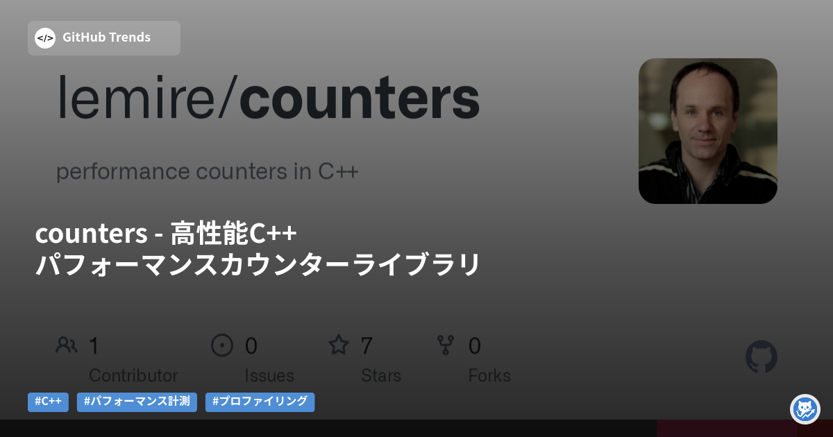 counters - 高性能C++パフォーマンスカウンターライブラリ