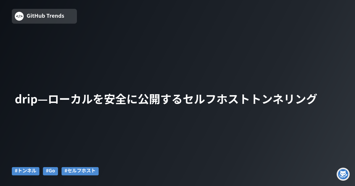 drip—ローカルを安全に公開するセルフホストトンネリング
