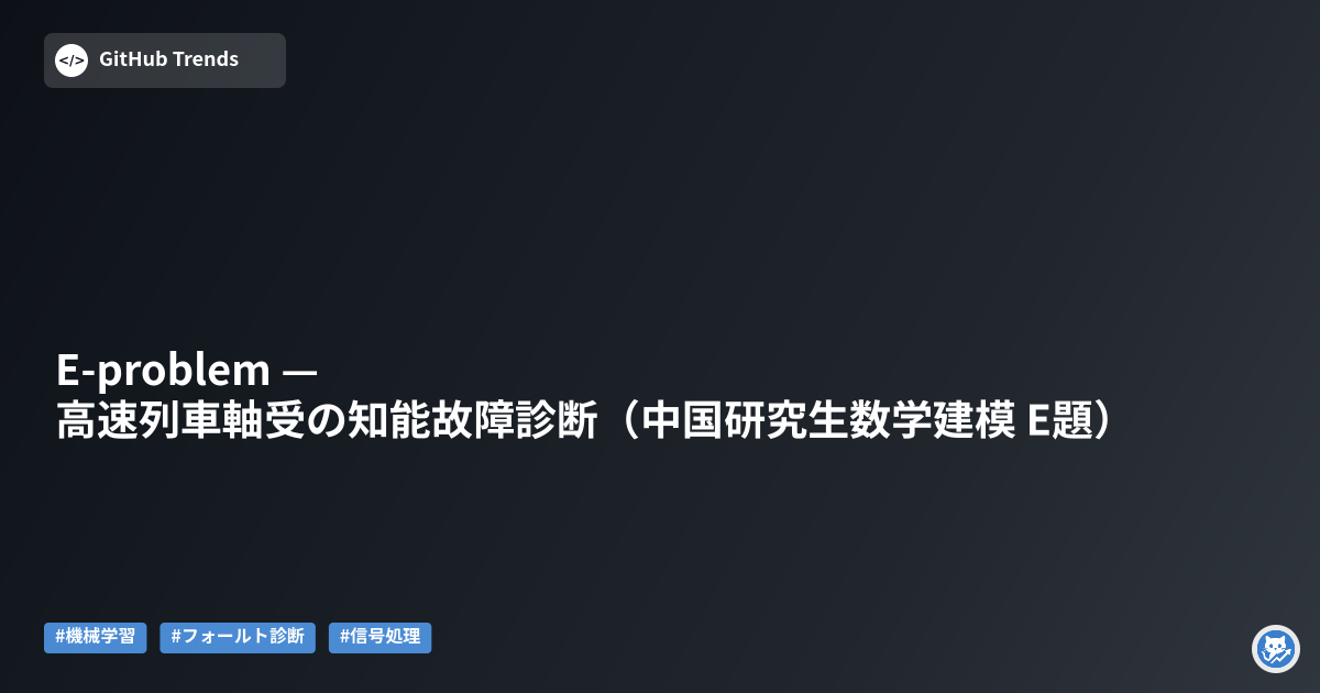 E-problem — 高速列車軸受の知能故障診断（中国研究生数学建模 E題）