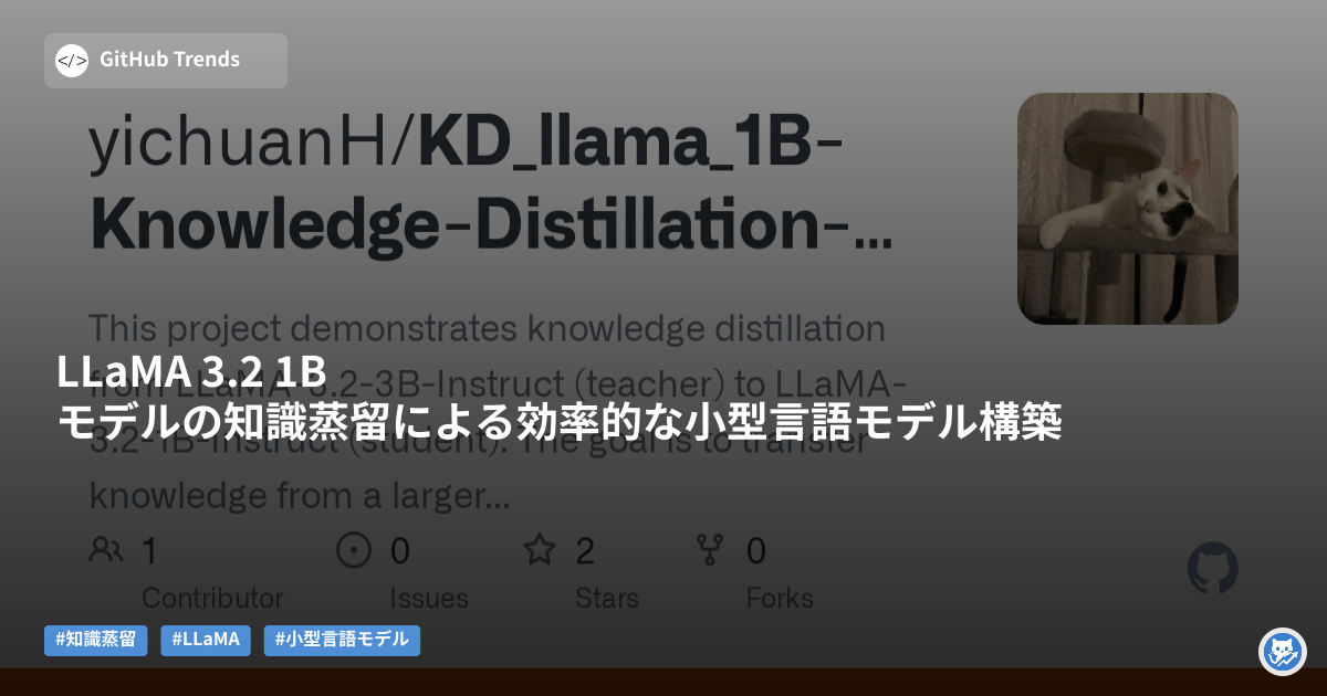 LLaMA 3.2 1Bモデルの知識蒸留による効率的な小型言語モデル構築
