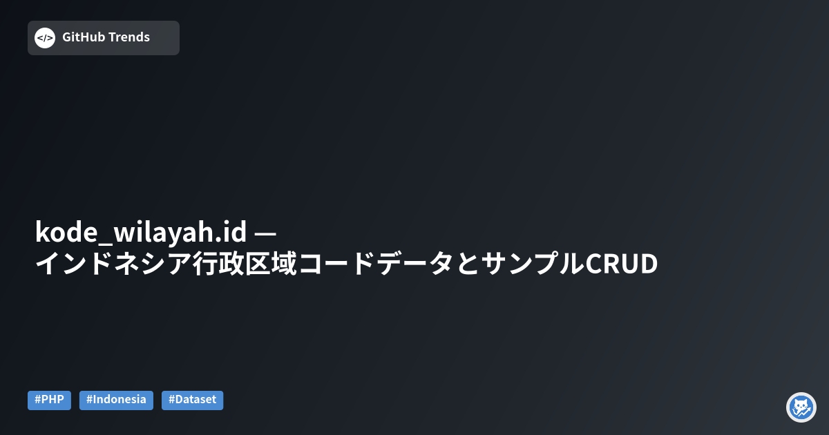 kode_wilayah.id — インドネシア行政区域コードデータとサンプルCRUD