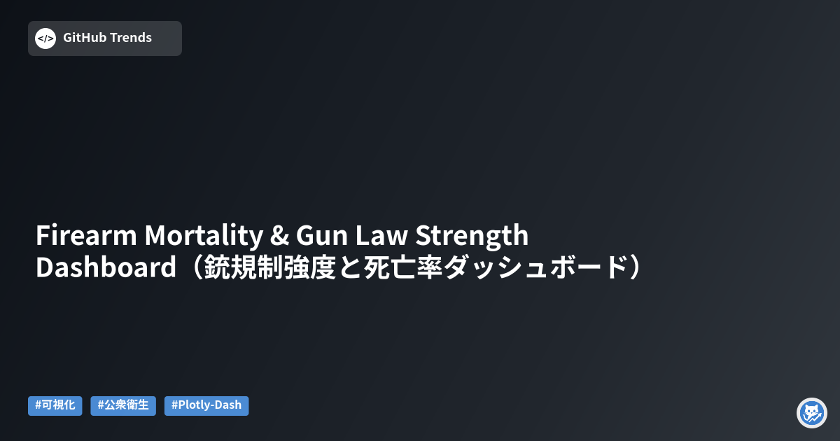 Firearm Mortality & Gun Law Strength Dashboard（銃規制強度と死亡率ダッシュボード）
