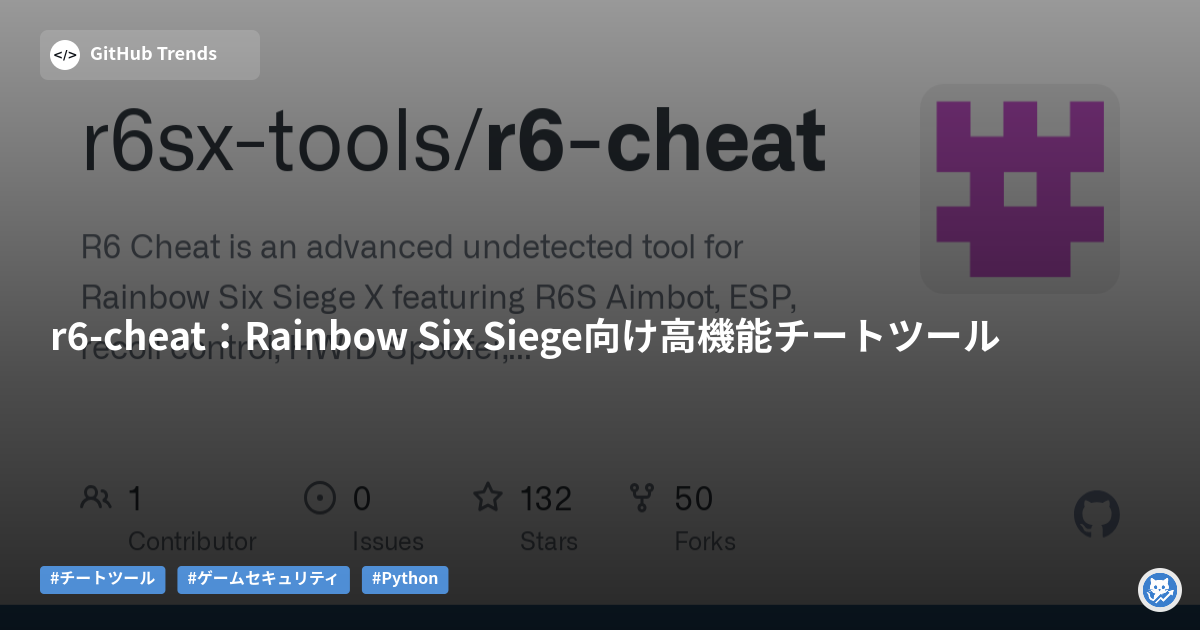 r6-cheat:Rainbow Six Siege向け高機能チートツール