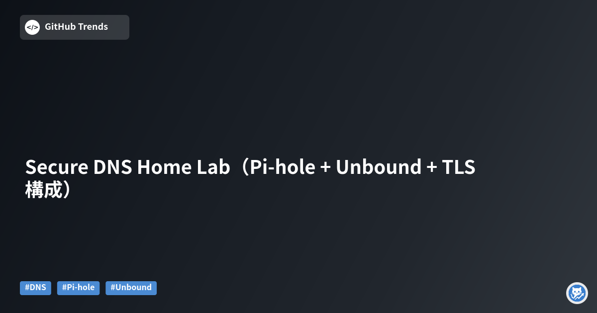 Secure DNS Home Lab（Pi-hole + Unbound + TLS構成）