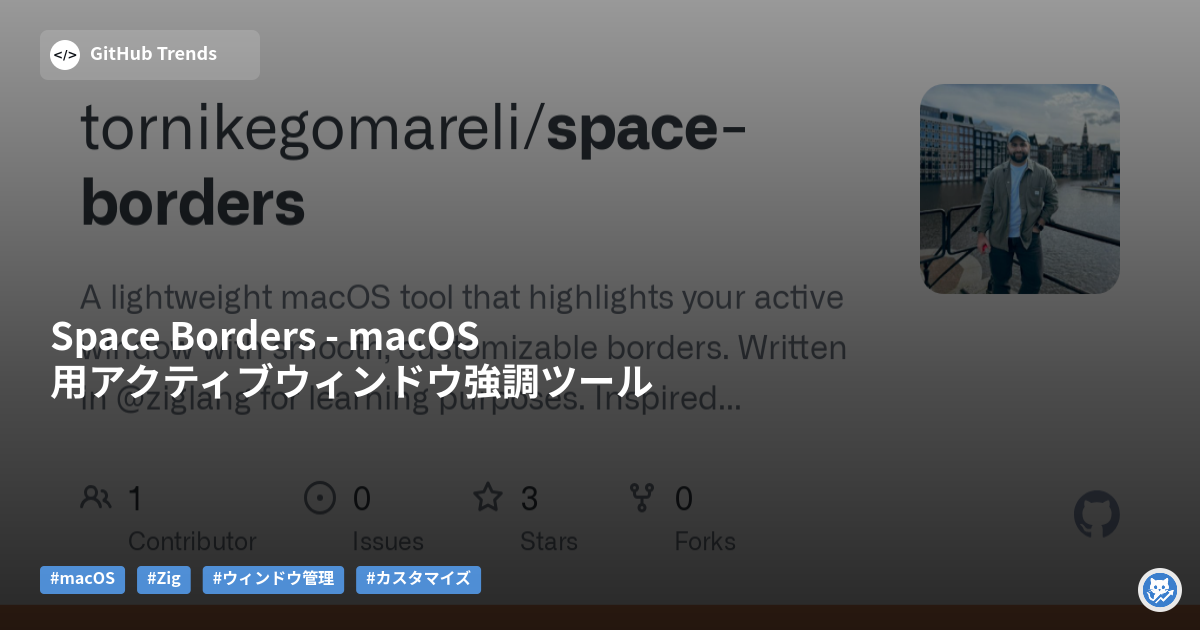 Space Borders - macOS用アクティブウィンドウ強調ツール