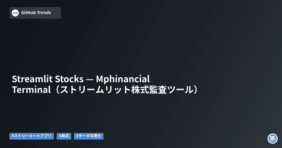 Streamlit Stocks — Mphinancial Terminal（ストリームリット株式監査ツール）