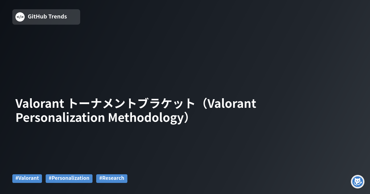 Valorant トーナメントブラケット（Valorant Personalization Methodology）
