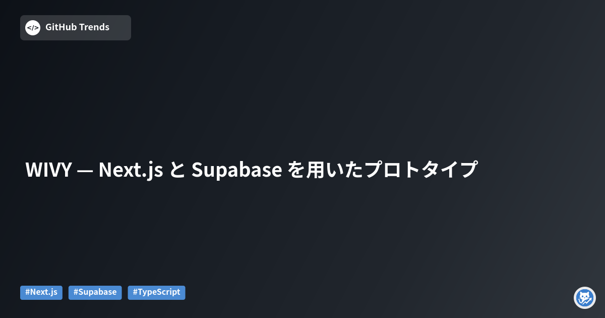 WIVY — Next.js と Supabase を用いたプロトタイプ