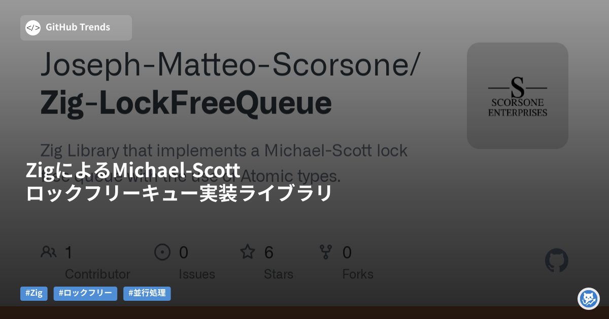 ZigによるMichael-Scottロックフリーキュー実装ライブラリ